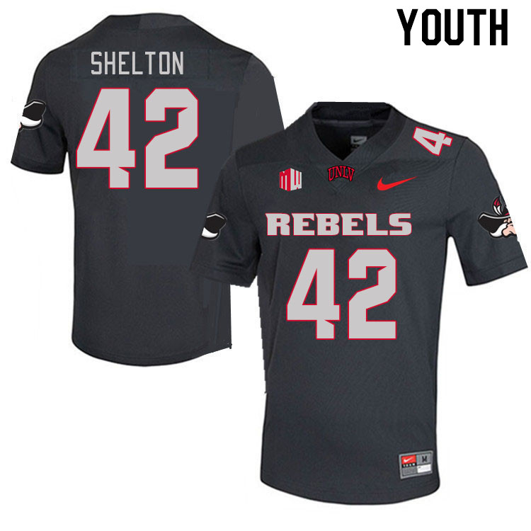 Youth #42 Elijah Shelton UNLV Rebels 2023 College Football Jerseys Stitched-Charcoal